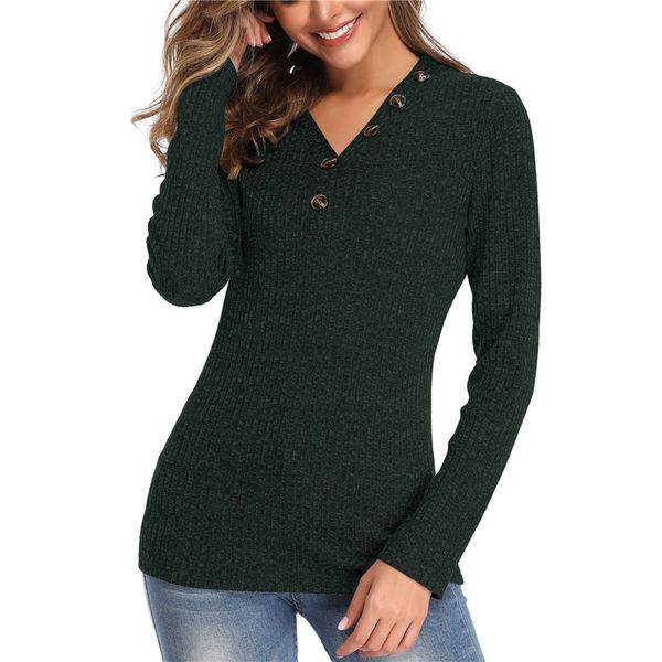 v-neck button decoration long-sleeved sweater women slim stretch solid color knitted pullover jumpers female 2020 autumn winter, White;black 
v-neck button decoration long-sleeved sweater women slim stretch solid color knitted pullover jumpers female 2020 autumn winter, White;black