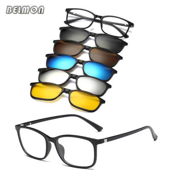 belmon spectacle frame men women with 5 piece clip on polarized sunglasses magnetic glasses male driving myopia optical rs477, Silver
belmon spectacle frame men women with 5 piece clip on polarized sunglasses magnetic glasses male driving myopia optical rs477, Silver