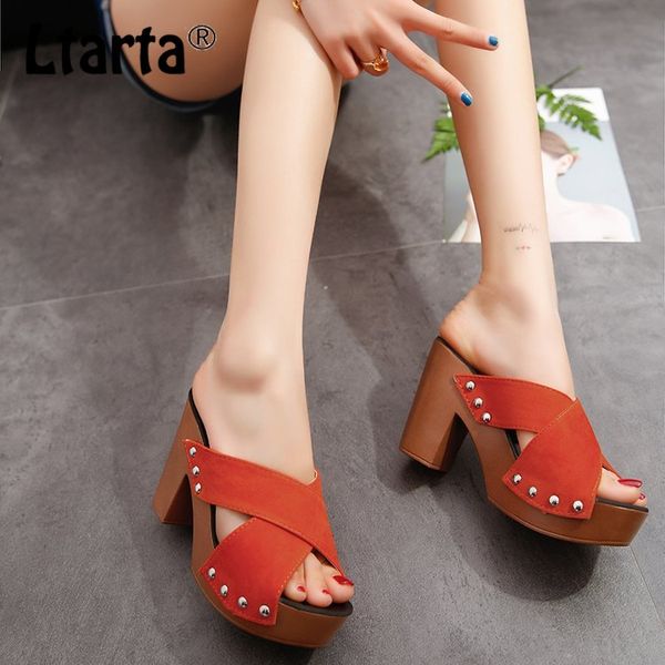 ltarta 2019 summer sandals slippers women's mouth word rivet straps thick bottom roman style cool women hykl-k33, Black
ltarta 2019 summer sandals slippers women's mouth word rivet straps thick bottom roman style cool women hykl-k33, Black