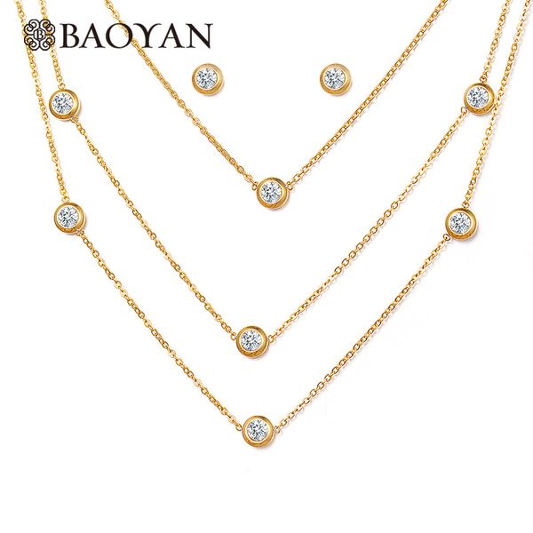 baoyan trendy gold/silver plating crystal cubic zircon wedding jewelry sets multi layered 316l stainless steel jewelry set women
baoyan trendy gold/silver plating crystal cubic zircon wedding jewelry sets multi layered 316l stainless steel jewelry set women