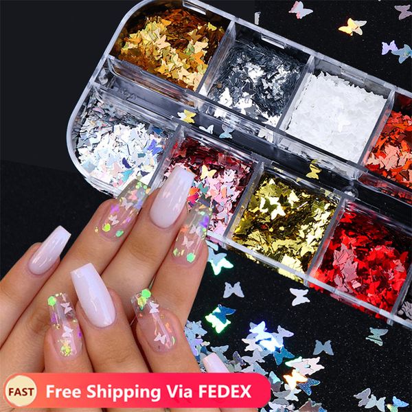 12 grid/set holographic nail glitter sequins sparkly 3d thin butterfly flakes polish decor for nail art accessories, Silver;gold
12 grid/set holographic nail glitter sequins sparkly 3d thin butterfly flakes polish decor for nail art accessories, Silver;gold