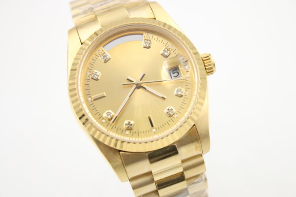 men luxury wristwatch classic 36mm gold dial sapphire glass original day date automatic full stainless steel trap watch 2813, Slivery;brown
men luxury wristwatch classic 36mm gold dial sapphire glass original day date automatic full stainless steel trap watch 2813, Slivery;brown