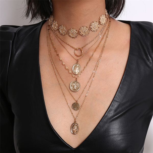 gothic multilayer virgin mary pendant necklace vintage hollow out disc choker necklace hip hop party jewelry for women, Silver
gothic multilayer virgin mary pendant necklace vintage hollow out disc choker necklace hip hop party jewelry for women, Silver