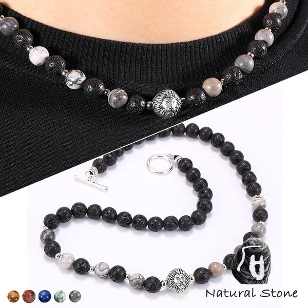 men natural stone tiger eye lapis lazuli stone beads necklace alloy lion charm choker neck chain personality jewelry 45cm/50mm, Golden;silver
men natural stone tiger eye lapis lazuli stone beads necklace alloy lion charm choker neck chain personality jewelry 45cm/50mm, Golden;silver