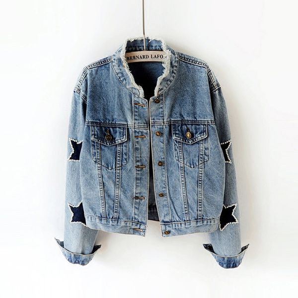 harajuku jeans jacket women fashion bead pentagram long sleeve short denim jacket female spring loose jeans coat, Black;brown
harajuku jeans jacket women fashion bead pentagram long sleeve short denim jacket female spring loose jeans coat, Black;brown
