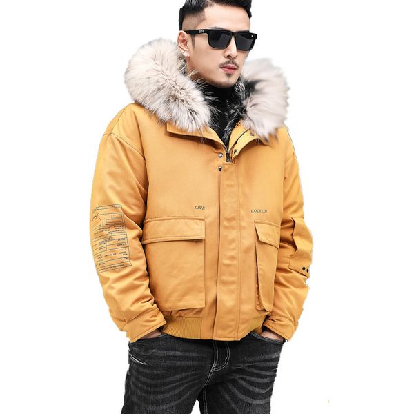 men's leather & faux real fur coat men sheep me raccoon collar winter parka for clothes 2021 casaco 19830 yy940, Black
men's leather & faux real fur coat men sheep me raccoon collar winter parka for clothes 2021 casaco 19830 yy940, Black