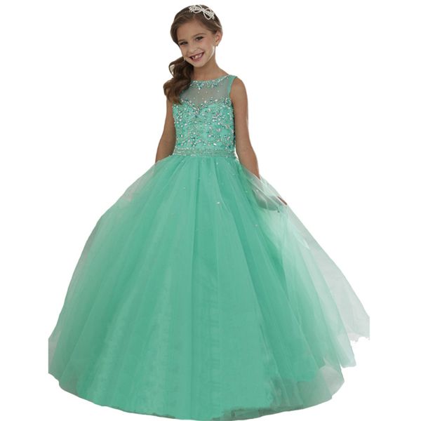vestido de fiesta sheer neck girls pageant dress with beads sequins a line flower girls dress first communion gowns, White;red
vestido de fiesta sheer neck girls pageant dress with beads sequins a line flower girls dress first communion gowns, White;red