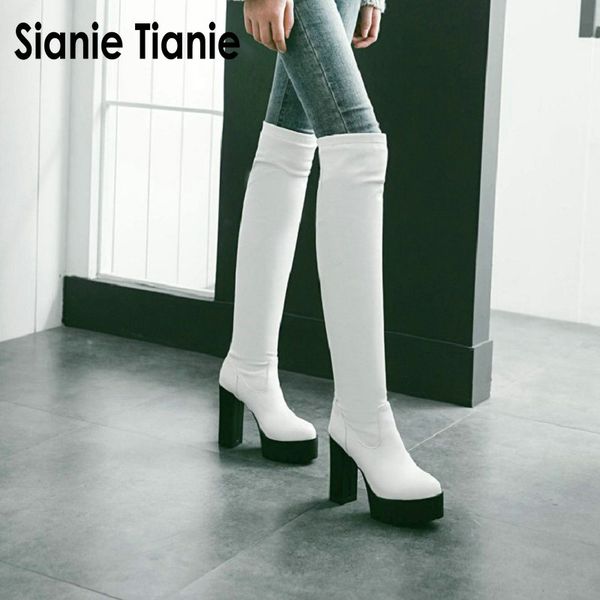 sianie tianie 2019 winter autumn white black pu stretch boots platform block high heels women long botas mujer overknee boots
sianie tianie 2019 winter autumn white black pu stretch boots platform block high heels women long botas mujer overknee boots