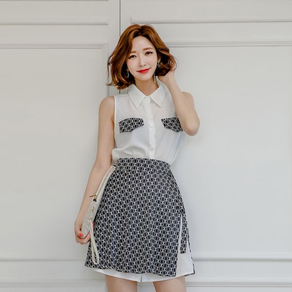 two piece dress 2 pieces set women white shirts sleeveless long blouses black mini skirt party office ladies womens suits
two piece dress 2 pieces set women white shirts sleeveless long blouses black mini skirt party office ladies womens suits
