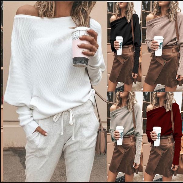 plus size women off shoulder loose pullover sweater long sleeve knit jumper ladies casual fall, White;black
plus size women off shoulder loose pullover sweater long sleeve knit jumper ladies casual fall, White;black