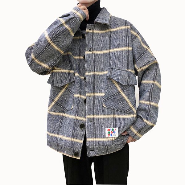 2019 new korean plaid woolen jacket men's fall winter trend woolen coat windproof jacket casual street windbreaker, Black
2019 new korean plaid woolen jacket men's fall winter trend woolen coat windproof jacket casual street windbreaker, Black