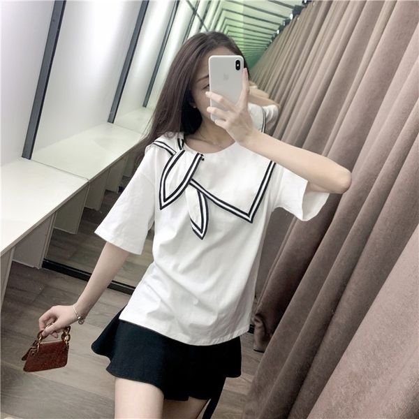 women's sweaters cxfs 2021 summer women sweater knitted short sleeve white pullovers sailor collar loose fashion casual female o-neck b, White;black
women's sweaters cxfs 2021 summer women sweater knitted short sleeve white pullovers sailor collar loose fashion casual female o-neck b, White;black