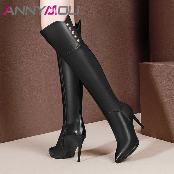 annymoli winter over the knee boots women natural genuine leather thin heels long boots zip extreme high heel shoes female 34-39, Black
annymoli winter over the knee boots women natural genuine leather thin heels long boots zip extreme high heel shoes female 34-39, Black