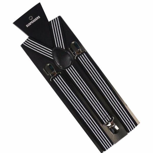 winfox fashion clip-on braces elastic adjustable womens mens black and white striped suspenders, Black;white
winfox fashion clip-on braces elastic adjustable womens mens black and white striped suspenders, Black;white