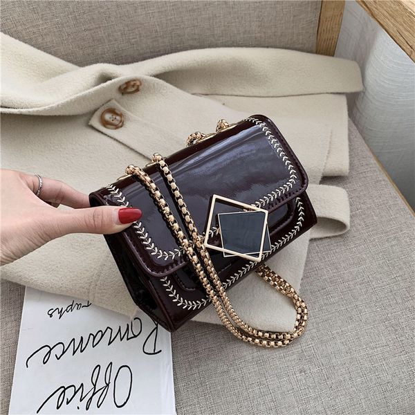 new women's handbag patent leather chain shoulder bag vintage sequined small square flap purse girl sling crossbody bag
new women's handbag patent leather chain shoulder bag vintage sequined small square flap purse girl sling crossbody bag