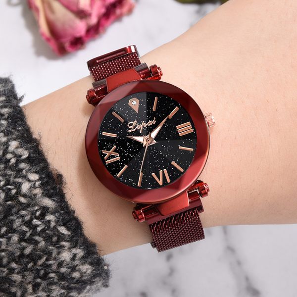 

fashion starry sky stainless steel mesh belt watch casual quartz analog watch round girl gift wrist watches for women, Slivery;brown