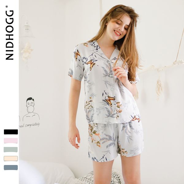 summer 2019 satin blue butterfly flower printing pajamas short-sleeved shorts two-piece sleepwear loungewear women home clothes, Black;red
summer 2019 satin blue butterfly flower printing pajamas short-sleeved shorts two-piece sleepwear loungewear women home clothes, Black;red