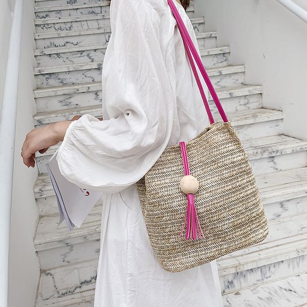 fashion ladies summer straw tassel wood ball wild shoulder bag high capacity thin pu bands shopping beach bags messenger tote #s
fashion ladies summer straw tassel wood ball wild shoulder bag high capacity thin pu bands shopping beach bags messenger tote #s