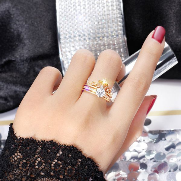 2018 fashion gold silver crown double layer ladies ring hipster ring
2018 fashion gold silver crown double layer ladies ring hipster ring