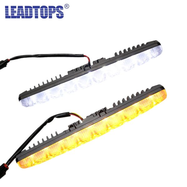 1pair universal turn signal light white to yellow flow 9 led high power drl daytime running light 12v 6000k waterproof bj
1pair universal turn signal light white to yellow flow 9 led high power drl daytime running light 12v 6000k waterproof bj