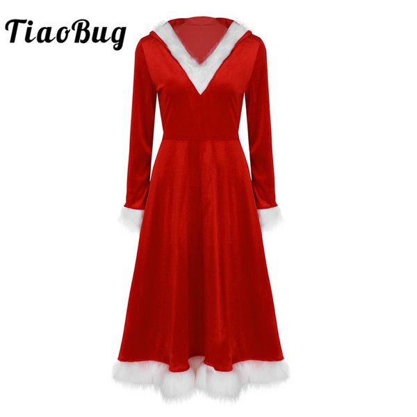 tiaobug women red christmas costume female velvet long sleeve hooded dress xmas holiday santa claus family cosplay party dress, Silver
tiaobug women red christmas costume female velvet long sleeve hooded dress xmas holiday santa claus family cosplay party dress, Silver