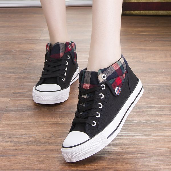 spring autumn ankle shoes women casual height increased high shoes mixed color, Black;white
spring autumn ankle shoes women casual height increased high shoes mixed color, Black;white