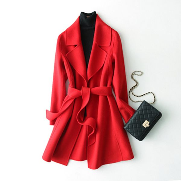 double-sided autumn winter new 2020 cashmere coat female slim long korean version of the belt waist woolen coat, Black
double-sided autumn winter new 2020 cashmere coat female slim long korean version of the belt waist woolen coat, Black