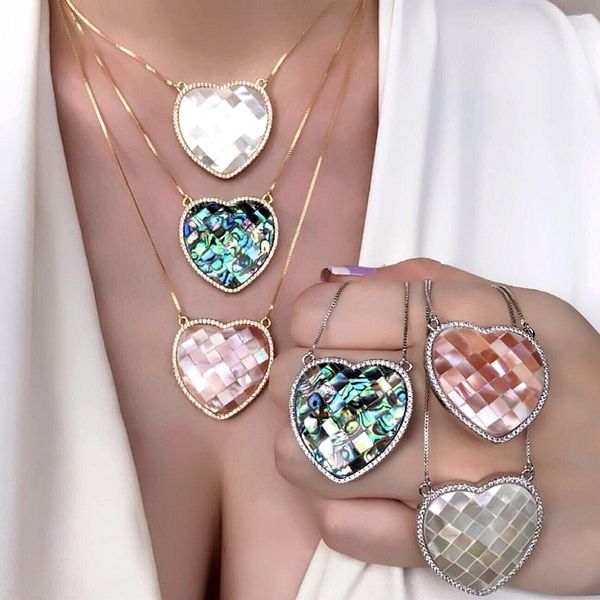 natural freshwater mother of pearl sea shell big heart pendant necklace pave zirconia gold color chain necklace for women luxury, Silver
natural freshwater mother of pearl sea shell big heart pendant necklace pave zirconia gold color chain necklace for women luxury, Silver