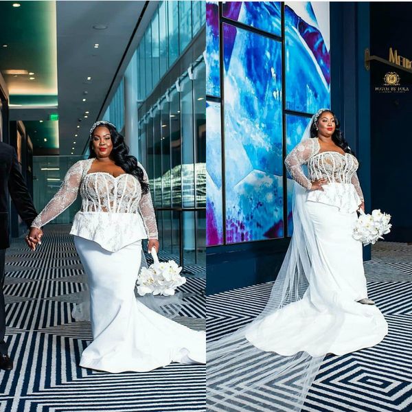 2020 plus size wedding dresses sweetheart satin appliqued long sleeve mermaid wedding dress custom made bridal robes de mariée, White
2020 plus size wedding dresses sweetheart satin appliqued long sleeve mermaid wedding dress custom made bridal robes de mariée, White