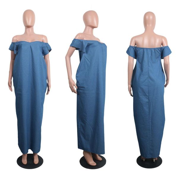 womens deep v-neck jean dresses summer slash neck designer dresses female fashion loose party clothing, Black;gray
womens deep v-neck jean dresses summer slash neck designer dresses female fashion loose party clothing, Black;gray