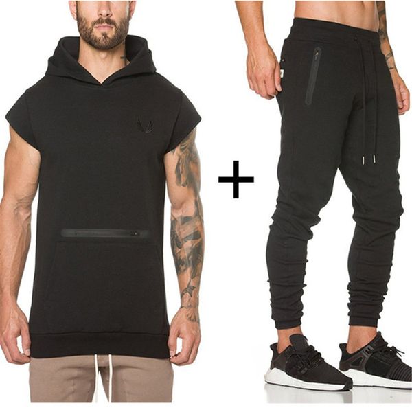 2019 mens gyms sportswear suit tight workout elasticity casual sleeveless hoodies+pants cotton trainings fitness sportsuit, Gray
2019 mens gyms sportswear suit tight workout elasticity casual sleeveless hoodies+pants cotton trainings fitness sportsuit, Gray