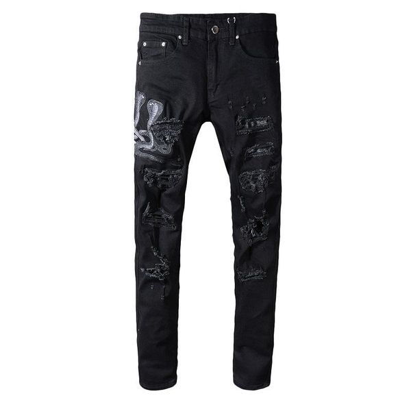 mens jeans designer ripped man hip hop jeans slim denim straight biker trousers brand ami black motorcycle snake embroidery jeans, Blue
mens jeans designer ripped man hip hop jeans slim denim straight biker trousers brand ami black motorcycle snake embroidery jeans, Blue