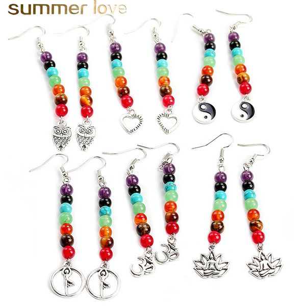 unique design 7 chakra natural stone lotus owl love pendant dangle earring for women girls fashion vintage yoga drop earring jewelry gift, Silver
unique design 7 chakra natural stone lotus owl love pendant dangle earring for women girls fashion vintage yoga drop earring jewelry gift, Silver