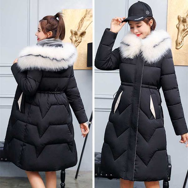 

x-long 2019 new arrival fashion slim women winter jacket cotton padded warm thicken ladies coat long coats parka womens jackets, Black