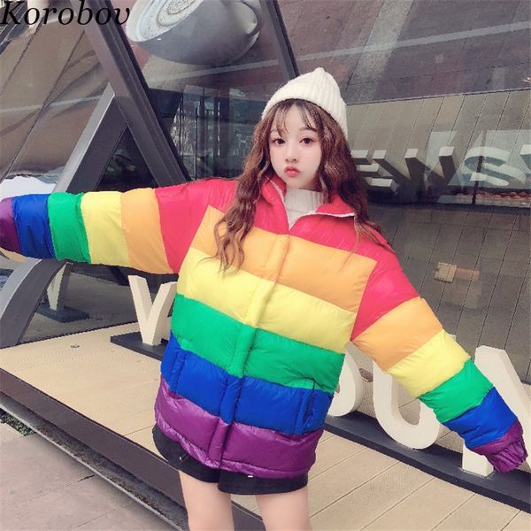 korobov 2018 new arrival women rainbow striped coats long sleeve casual female jackets panelled korean parkas coat 76382, Black
korobov 2018 new arrival women rainbow striped coats long sleeve casual female jackets panelled korean parkas coat 76382, Black