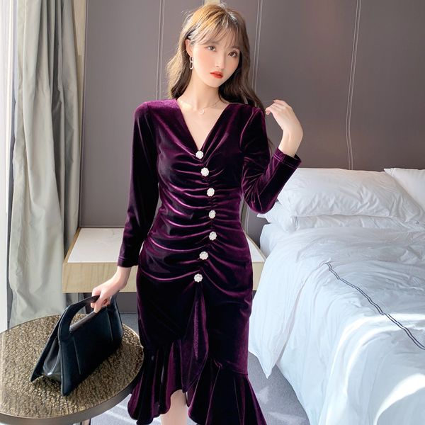spring 2020 new luxury design retro office lady party dress elegant women dress party velvet mermaid dresses, Black;gray
spring 2020 new luxury design retro office lady party dress elegant women dress party velvet mermaid dresses, Black;gray