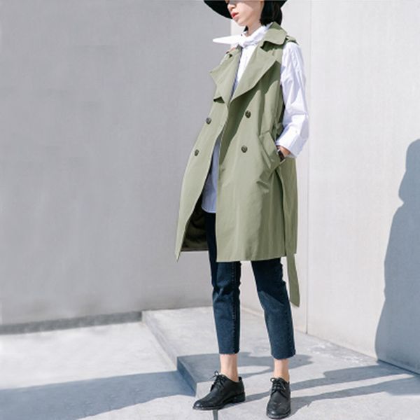 women plus size vest cotton adjustable waist pockets medium length double breasted trench autumn spring casual england style, Black;white
women plus size vest cotton adjustable waist pockets medium length double breasted trench autumn spring casual england style, Black;white