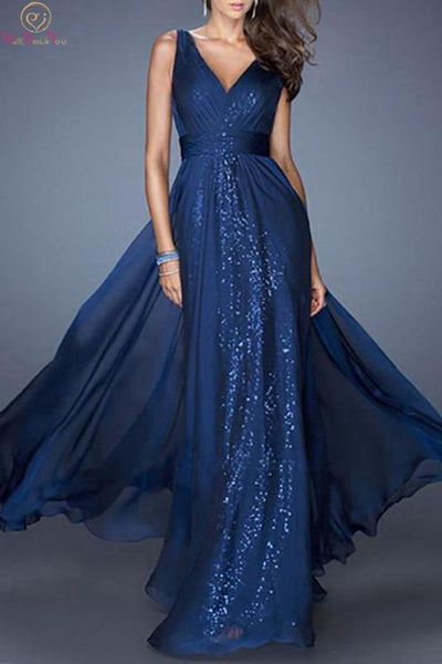 elegant navy blue evening dresses 2019 v neck a line chiffon floor length formal party women sleeveless long sequined prom gowns, White;black
elegant navy blue evening dresses 2019 v neck a line chiffon floor length formal party women sleeveless long sequined prom gowns, White;black