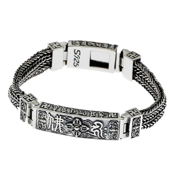 link, chain 2021 real s925 pure silver bracelet man retro classic whip thai vajra men, Black
link, chain 2021 real s925 pure silver bracelet man retro classic whip thai vajra men, Black