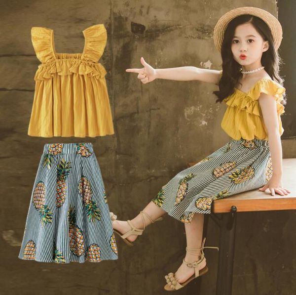 wholesale kids designer clothes girls outfits ruffle vest +pineapple skirts 2pcs/set clothes summer baby girl designer sets by1075, White
wholesale kids designer clothes girls outfits ruffle vest +pineapple skirts 2pcs/set clothes summer baby girl designer sets by1075, White