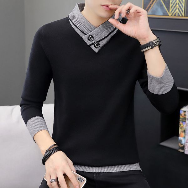 2019 uyuk autumn/winter new fake two korean version loose-fitting fashion temperament knit men sweater hombre cotton, White;black
2019 uyuk autumn/winter new fake two korean version loose-fitting fashion temperament knit men sweater hombre cotton, White;black