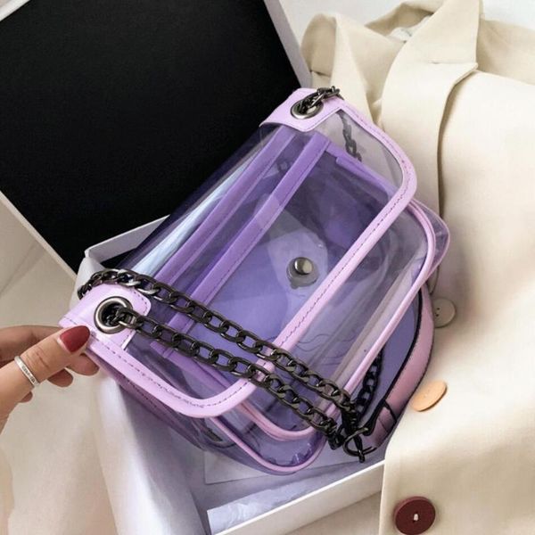 transparent jelly square crossbody bag 2020 summer new pvc women's handbag chain shoulder messenger bag