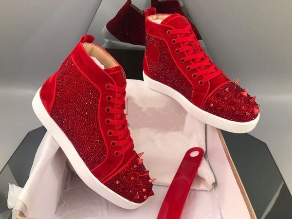 with box designer sneakers high pik pik spikes flats rhinestone red bottom for men&women leather sneakers party casual gift, Black
with box designer sneakers high pik pik spikes flats rhinestone red bottom for men&women leather sneakers party casual gift, Black