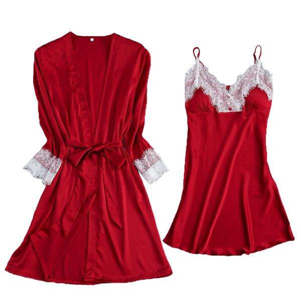 summer style women's robe & gown set 2019 size l xl bathrobe + nightdress two pieces satin sleepwear hot, Black;red
summer style women's robe & gown set 2019 size l xl bathrobe + nightdress two pieces satin sleepwear hot, Black;red