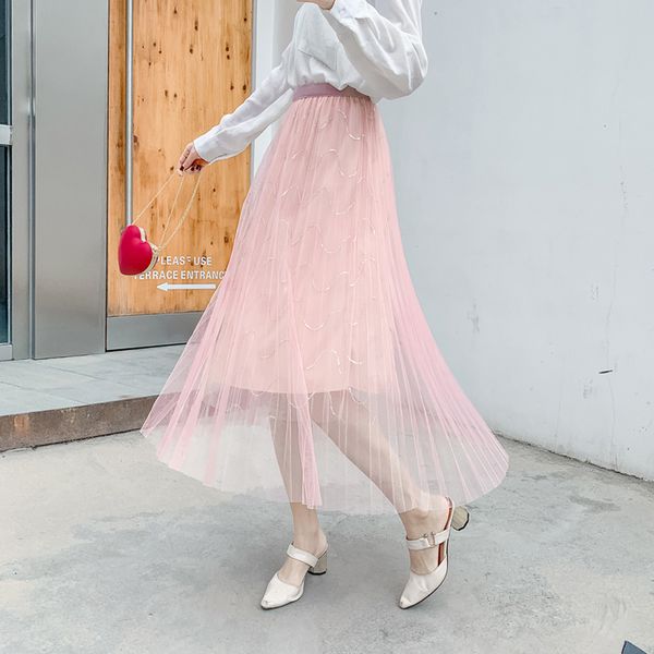 lucyever elegant tulle skirt fashion a line elastic high waist sequined mesh long skirt casual summer pleated faldas, Black
lucyever elegant tulle skirt fashion a line elastic high waist sequined mesh long skirt casual summer pleated faldas, Black