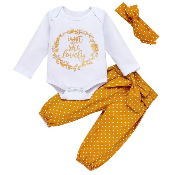 baby girl clothes newborn infant spring 3pcs set "isn't she lovely" romper dot + pants headband fall outfits kids clothing su, White
baby girl clothes newborn infant spring 3pcs set "isn't she lovely" romper dot + pants headband fall outfits kids clothing su, White