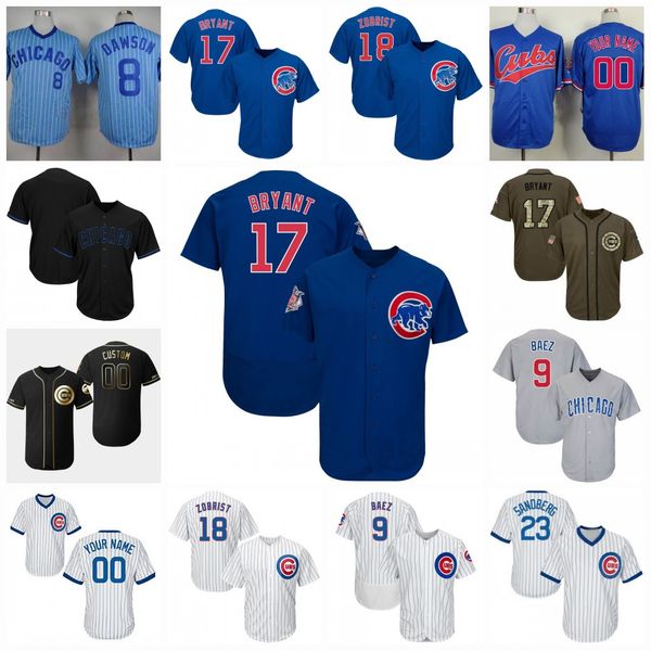 Mens Womens Chicago Javier Baez Cubs Carlos Gonzalez Kyle Schwarber Rizzo Bryant David Bote Daniel Descalso Heyward Contreras Zobrist Jersey
