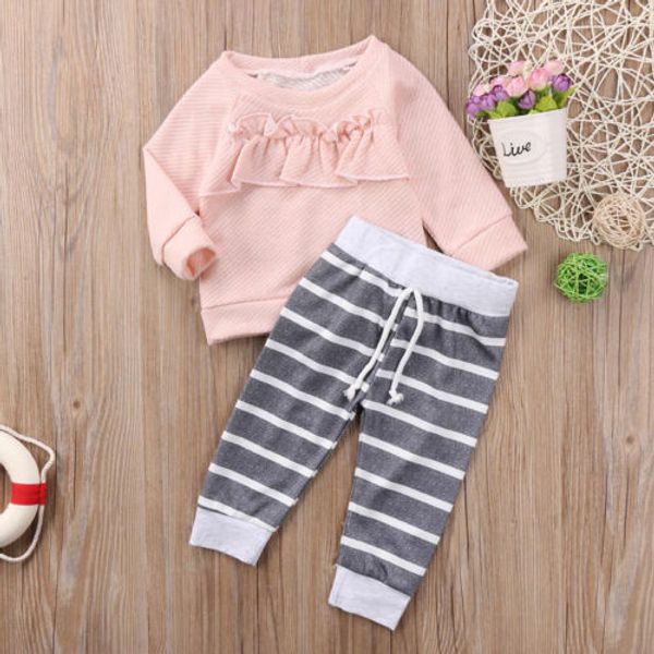 toddler kids baby girls autumn outfits clothes long sleeve lace t-shirt + striped pants 2pcs set
toddler kids baby girls autumn outfits clothes long sleeve lace t-shirt + striped pants 2pcs set