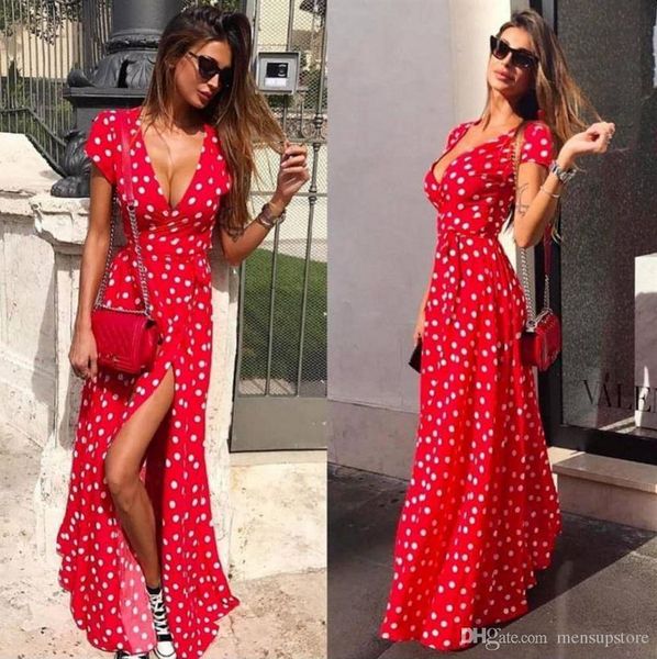 deep v dots women dress summer fashion female ties split up beach casual dresses, Black;gray
deep v dots women dress summer fashion female ties split up beach casual dresses, Black;gray