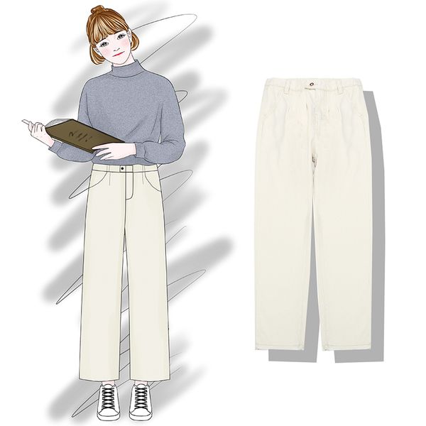 2019 new fashion women's clothing autumn and winter korean version high waist straight loose wide leg nine points denim, Blue
2019 new fashion women's clothing autumn and winter korean version high waist straight loose wide leg nine points denim, Blue